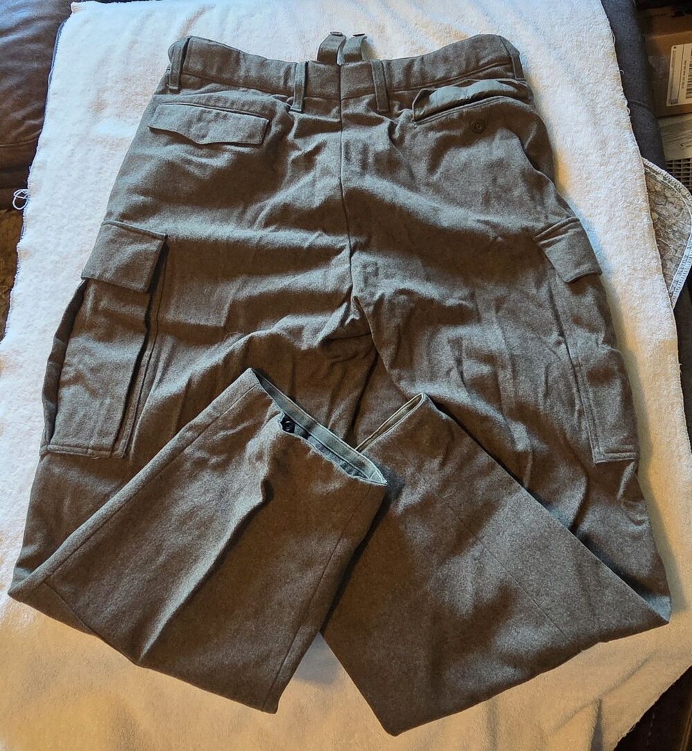 VTG K. Begemann German Army Heavy Wool Cargo Pants Field Trousers 36x30 Green